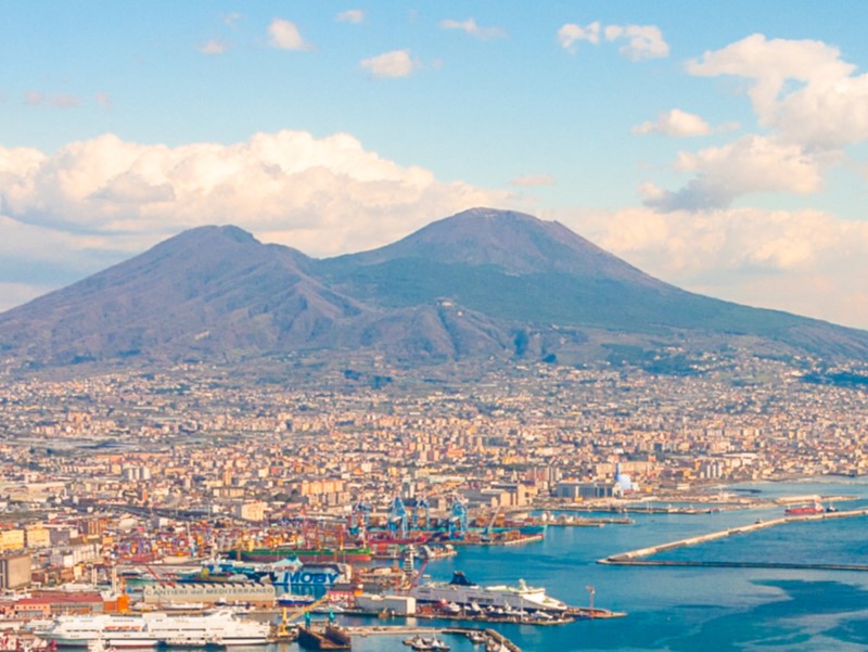Naples Cityscape - Stunning panorama with the Mount Vesuvius